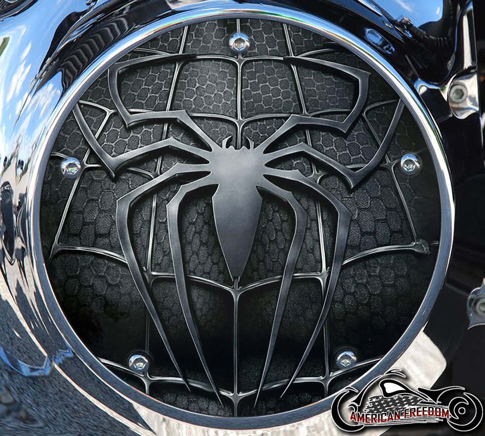 Custom Derby Cover - Spider 3 (B&W)